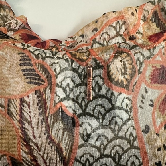 Misa Los Angeles Women’s Short Flutter Sleeve Tie V-Neck Blouse Sz L GUC - Picture 8 of 9